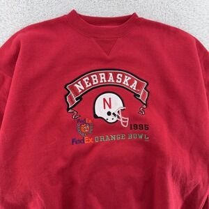 Vintage Nebraska Cornhuskers Sweater FITS Large NCAA Football Orange Bowl 1995